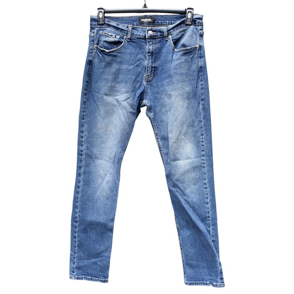 RSQ Jeans Relaxed Taper Mid Rise Blue Denim Pants -- Mens 32x32